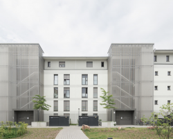 Fotograf: Daniel Vieser Architekturfotografie Neubau Fassade Weiss Siedlung
