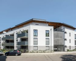 Objektname: Wohnbebauung Mundenheimer Kurve; Objekttyp: Mehrfamilienhaus; Standort: Mundenheimer Straße 51, D-67061 Ludwigshafen; Fertigstellung: Maerz 2018; Bauherr u. Eigentuemer: GAG Ludwigshafen AG, D-67061 Ludwigshafen,
www.gag-ludwigshafen.de; Architekt: Seepe und Hund Freie Architekten BDA, D-67069 Ludwigshafen, ww.seepeundhund.de; Fotograf: Daniel Vieser Architekturfotografie Wohnbebauung Mundenheimer Kurve in Ludwigshafen Vorderseite